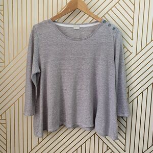 Poetry 100% linen striped nautical stripe tunic Lagenlook linen scoop neck top 8